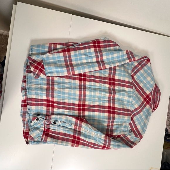 Men's Large Element Red & Blue Plaid Flannel Shirt - Classic Fit, Cotton Blend - Picture 2 of 12